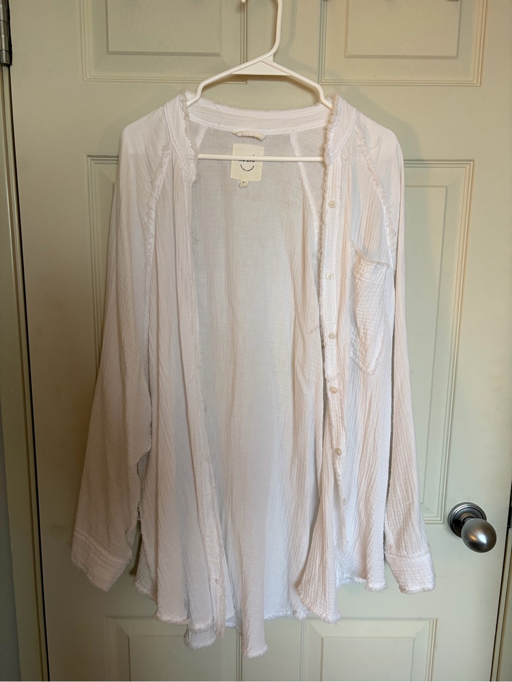 aerie Oversized White Women’s Linen Button Down Shirt